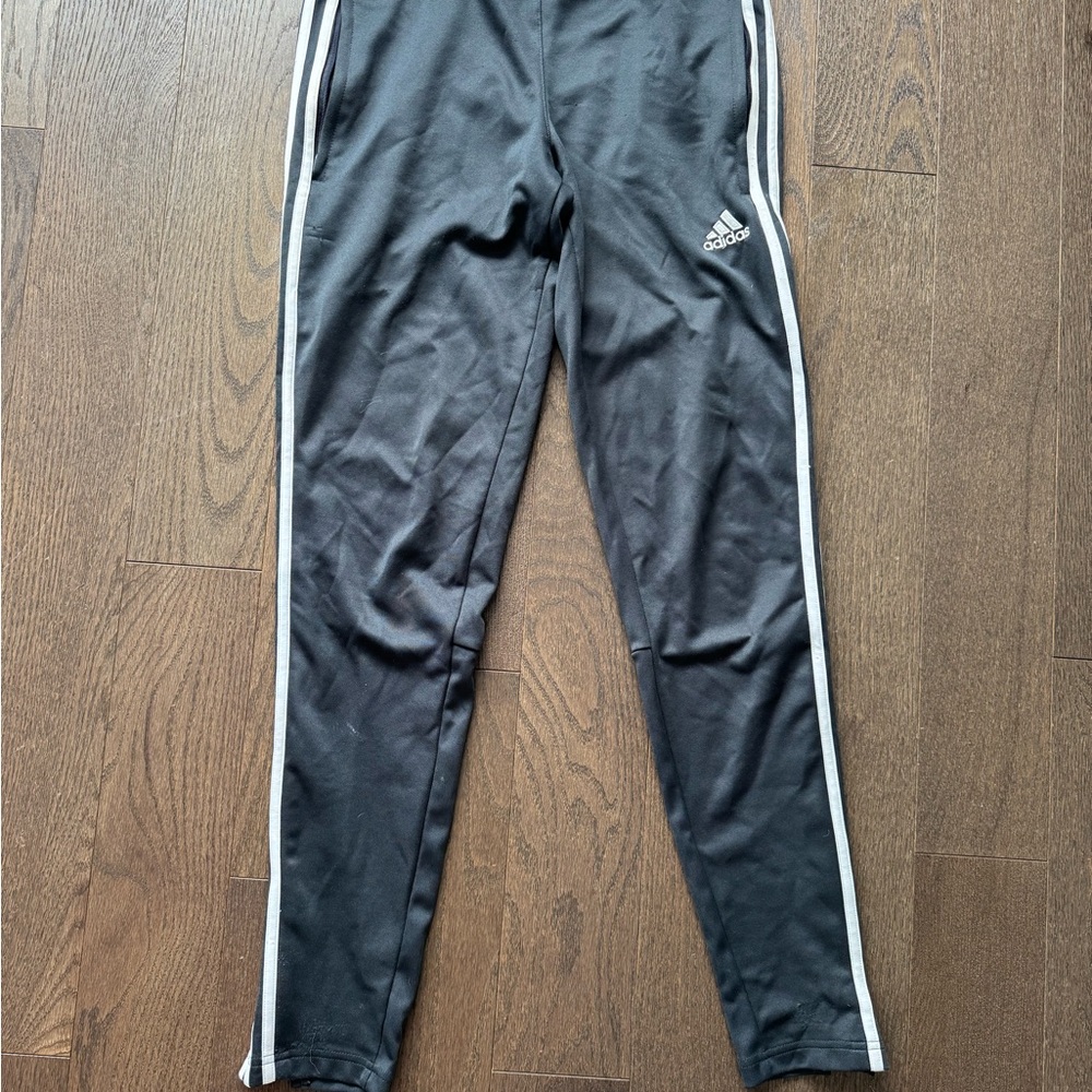 Adidas Kids Charcoal Joggers with White Stripes